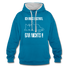 Faule Katze Mittelfinger Ich muss erstmal gar nichts Lustiger Kontrast-Hoodie - Pfauenblau/Grau meliert