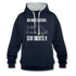 Faule Katze Mittelfinger Ich muss erstmal gar nichts Lustiger Kontrast-Hoodie - Navy/Grau meliert