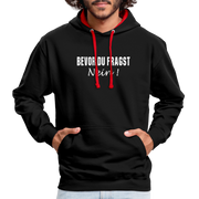 Lustig Sarkastisch Bevor du fragst NEIN Geschenkidee Kontrast-Hoodie - Schwarz/Rot