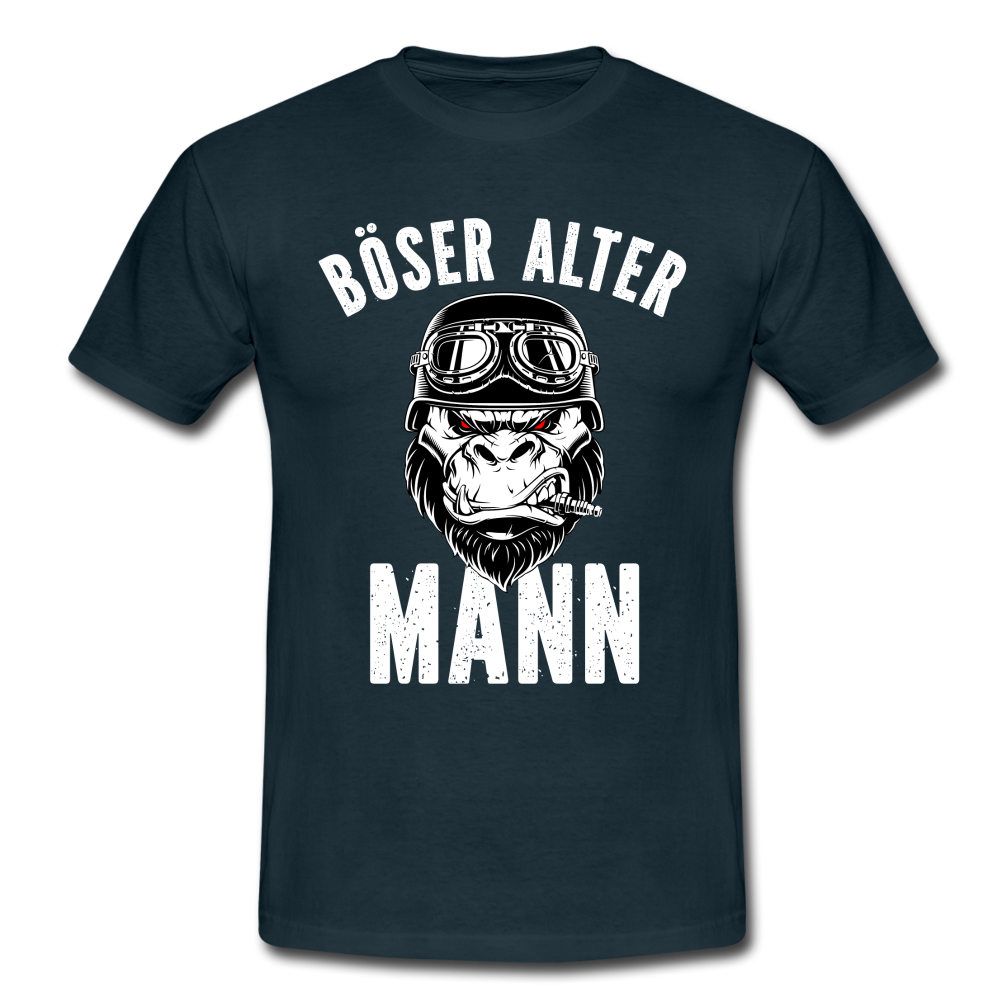 Biker zorniger Gorilla Böser alter Mann Geschenkidee T-Shirt - Navy