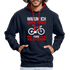 Fahrradfahrer Warum ich ohne Akku fahre weil ich es kann Kontrast-Hoodie - Navy/Rot