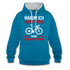 Fahrradfahrer Warum ich ohne Akku fahre weil ich es kann Kontrast-Hoodie - Pfauenblau/Grau meliert