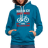 Fahrradfahrer Warum ich ohne Akku fahre weil ich es kann Kontrast-Hoodie - Pfauenblau/Grau meliert