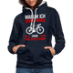 Fahrradfahrer Warum ich ohne Akku fahre weil ich es kann Kontrast-Hoodie - Navy/Grau meliert