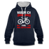 Fahrradfahrer Warum ich ohne Akku fahre weil ich es kann Kontrast-Hoodie - Navy/Grau meliert