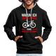Fahrradfahrer Warum ich ohne Akku fahre weil ich es kann Kontrast-Hoodie - Schwarz/Grau meliert