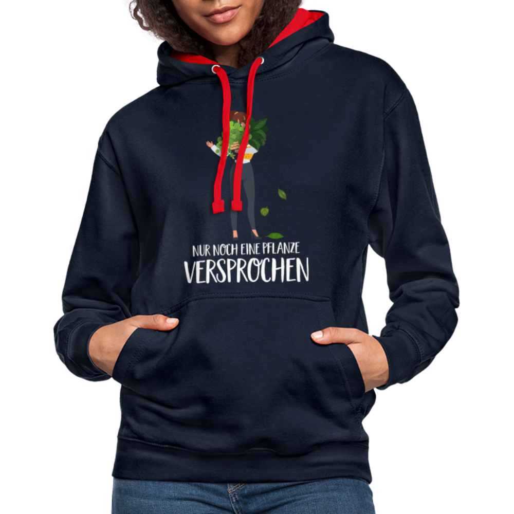 Frauen und Pflanzen Nur noch eine Pflanze Versprochen Kontrast-Hoodie - Navy/Rot