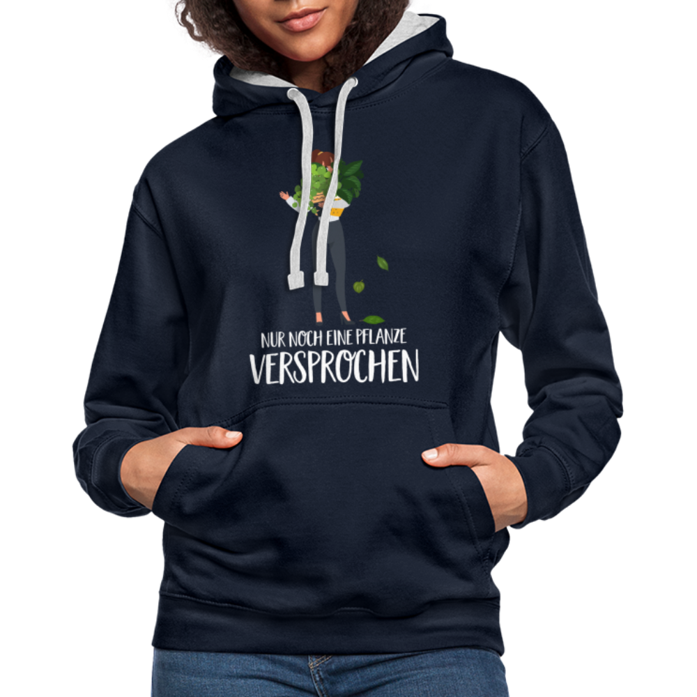 Frauen und Pflanzen Nur noch eine Pflanze Versprochen Kontrast-Hoodie - Navy/Grau meliert