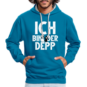 JGA Junggesellenabschied Ich bin der Depp Geschenk Kontrast-Hoodie - Pfauenblau/Grau meliert