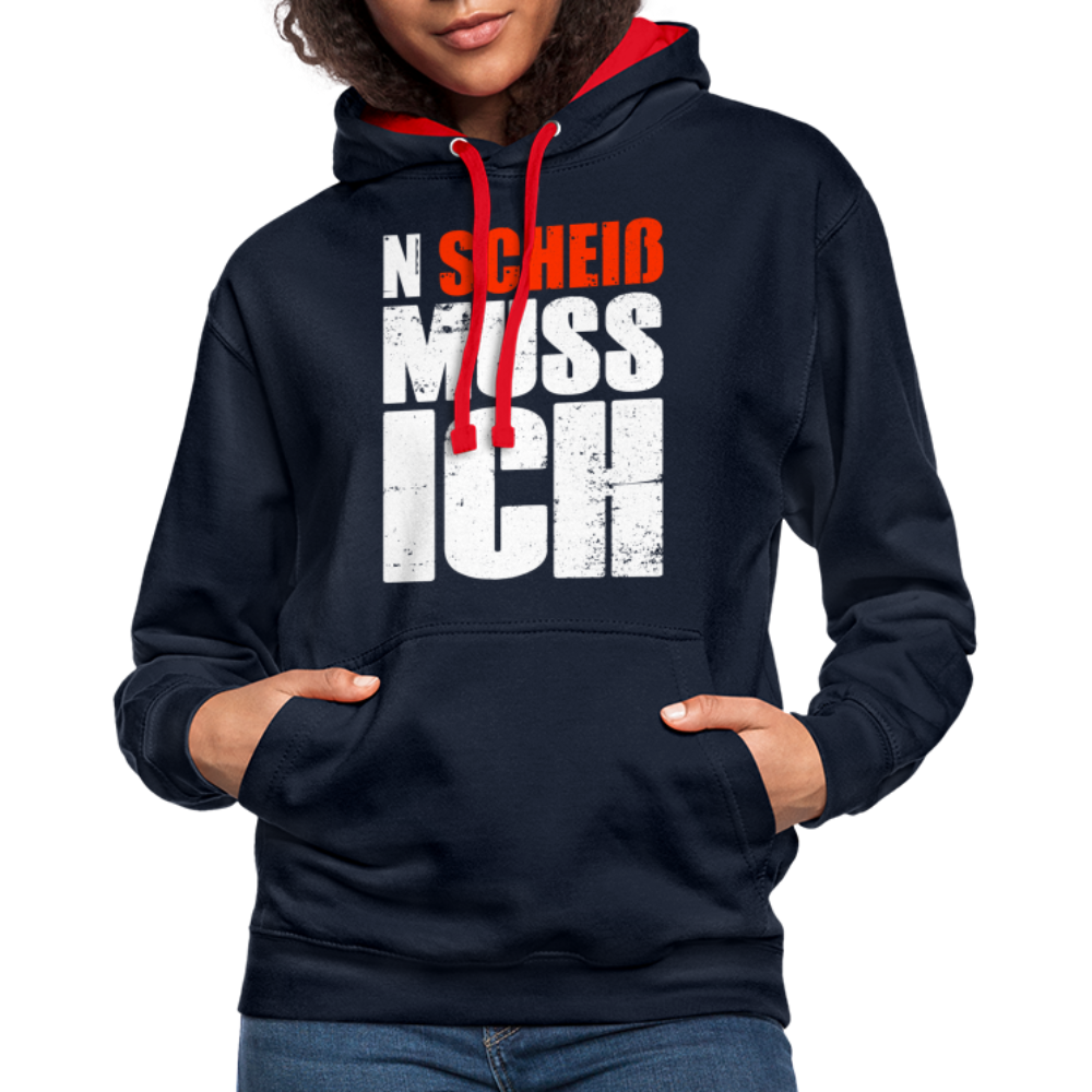 N'Scheiß Muss Ich Lustig Sarkastischer Kontrast-Hoodie - Navy/Rot