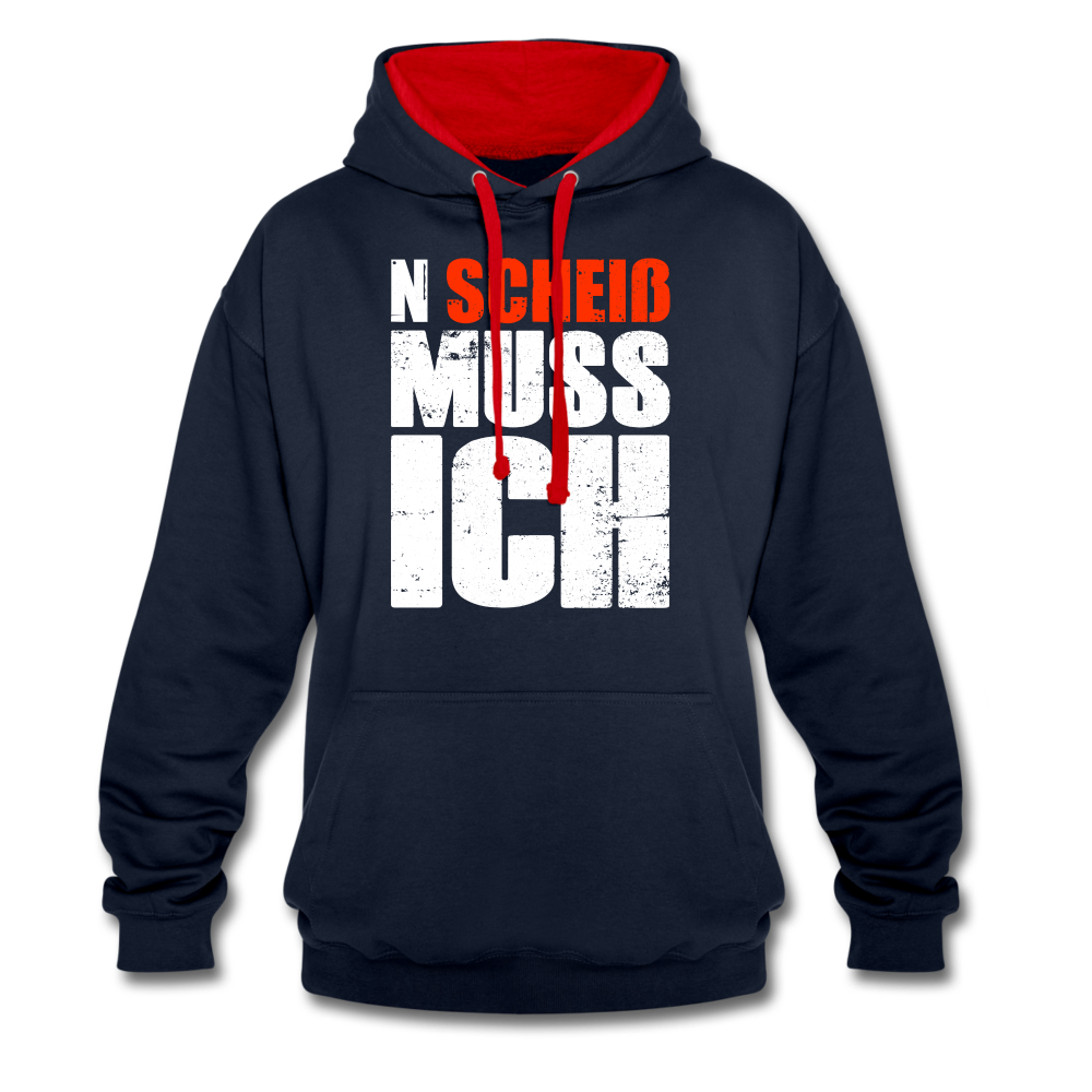 N'Scheiß Muss Ich Lustig Sarkastischer Kontrast-Hoodie - Navy/Rot