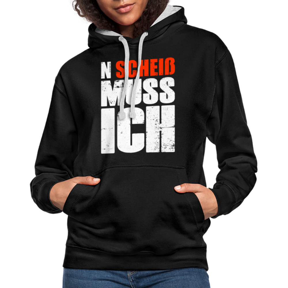 N'Scheiß Muss Ich Lustig Sarkastischer Kontrast-Hoodie - Schwarz/Grau meliert