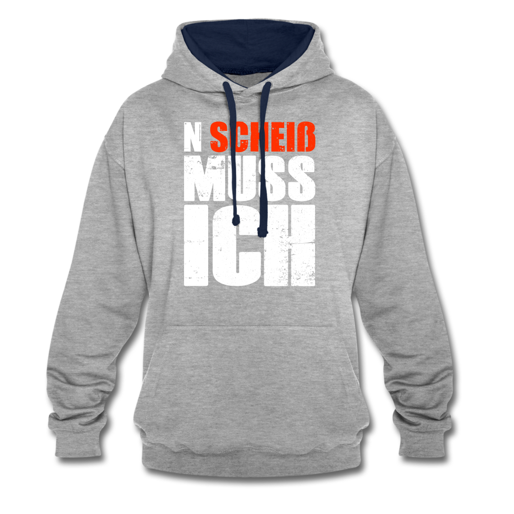 N'Scheiß Muss Ich Lustig Sarkastischer Kontrast-Hoodie - Grau meliert/Navy