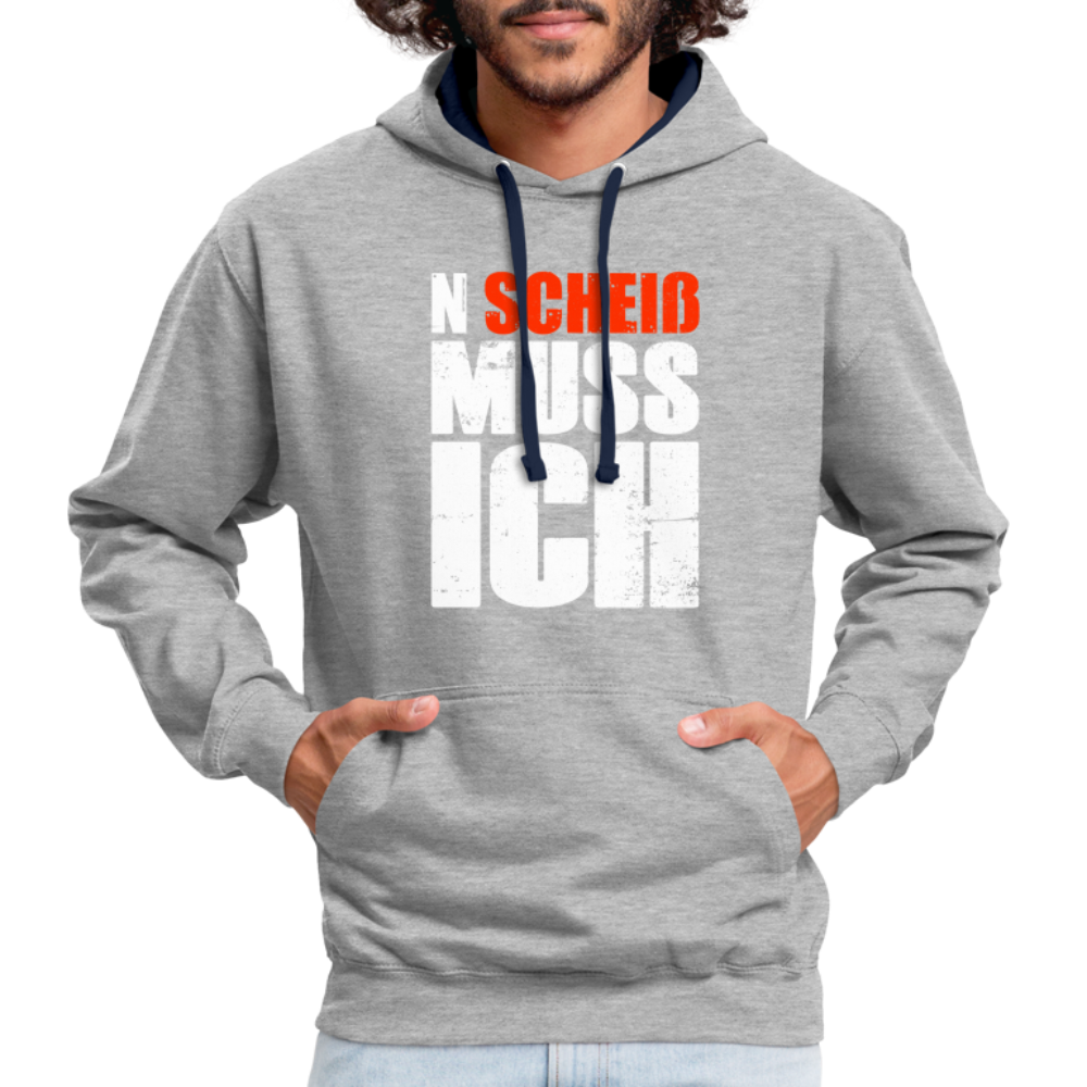 N'Scheiß Muss Ich Lustig Sarkastischer Kontrast-Hoodie - Grau meliert/Navy