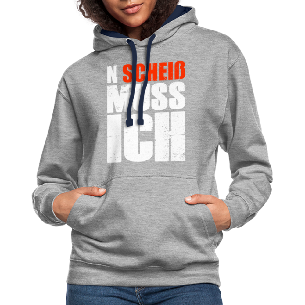 N'Scheiß Muss Ich Lustig Sarkastischer Kontrast-Hoodie - Grau meliert/Navy