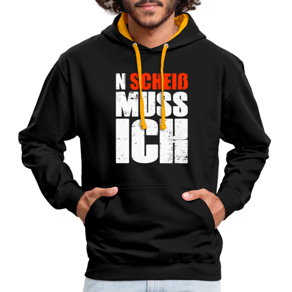 N'Scheiß Muss Ich Lustig Sarkastischer Kontrast-Hoodie - Schwarz/Gold