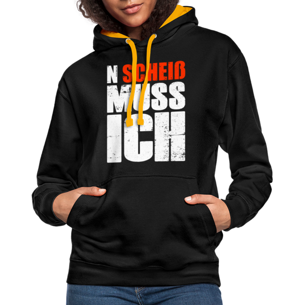 N'Scheiß Muss Ich Lustig Sarkastischer Kontrast-Hoodie - Schwarz/Gold