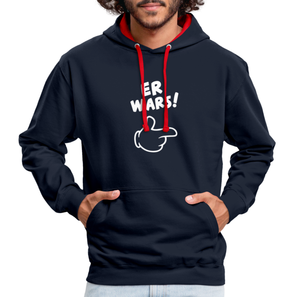 Lustig ER WARS Sarkastischer Kontrast-Hoodie - Navy/Rot