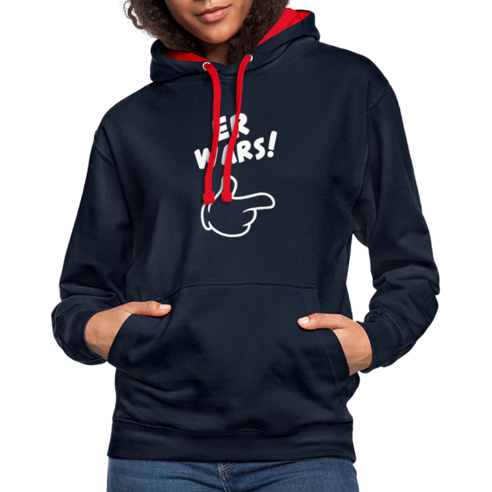 Lustig ER WARS Sarkastischer Kontrast-Hoodie - Navy/Rot