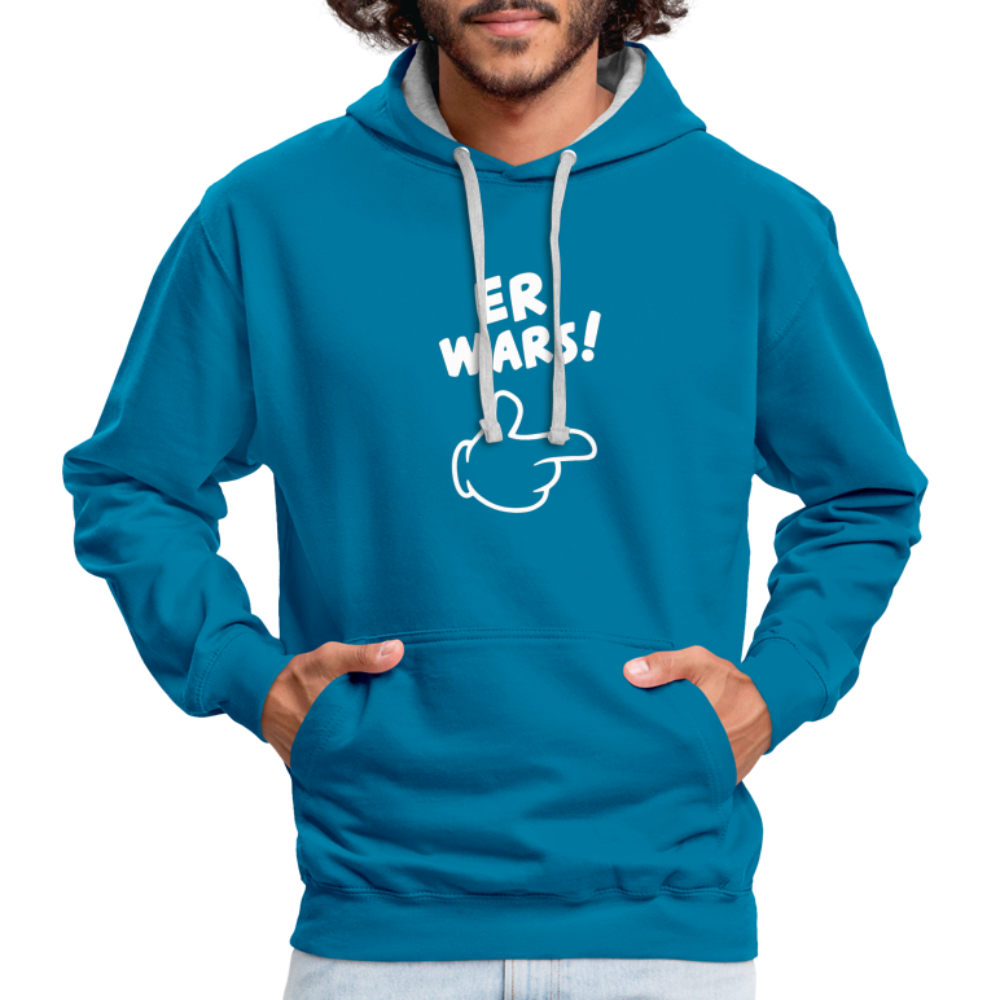 Lustig ER WARS Sarkastischer Kontrast-Hoodie - Pfauenblau/Grau meliert