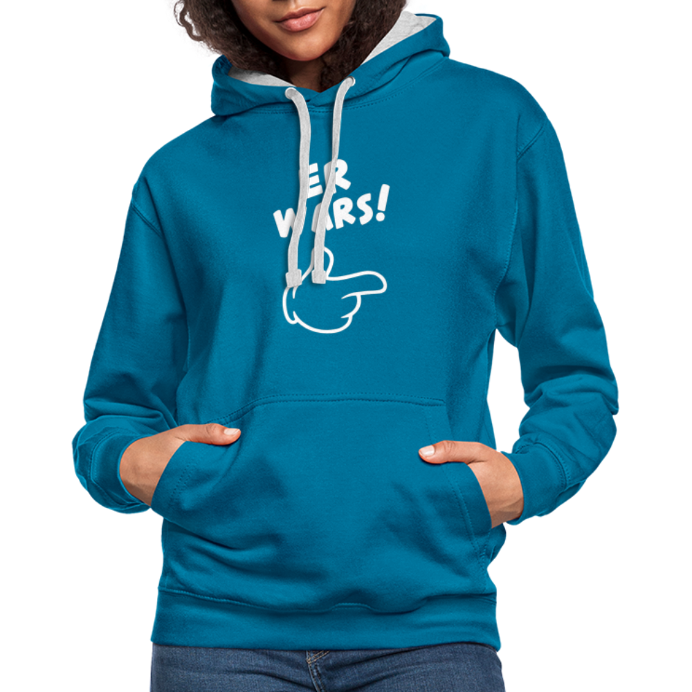 Lustig ER WARS Sarkastischer Kontrast-Hoodie - Pfauenblau/Grau meliert