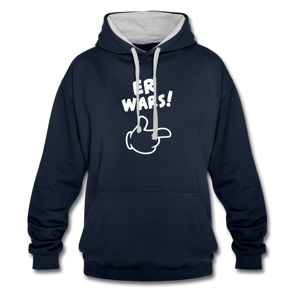 Lustig ER WARS Sarkastischer Kontrast-Hoodie - Navy/Grau meliert