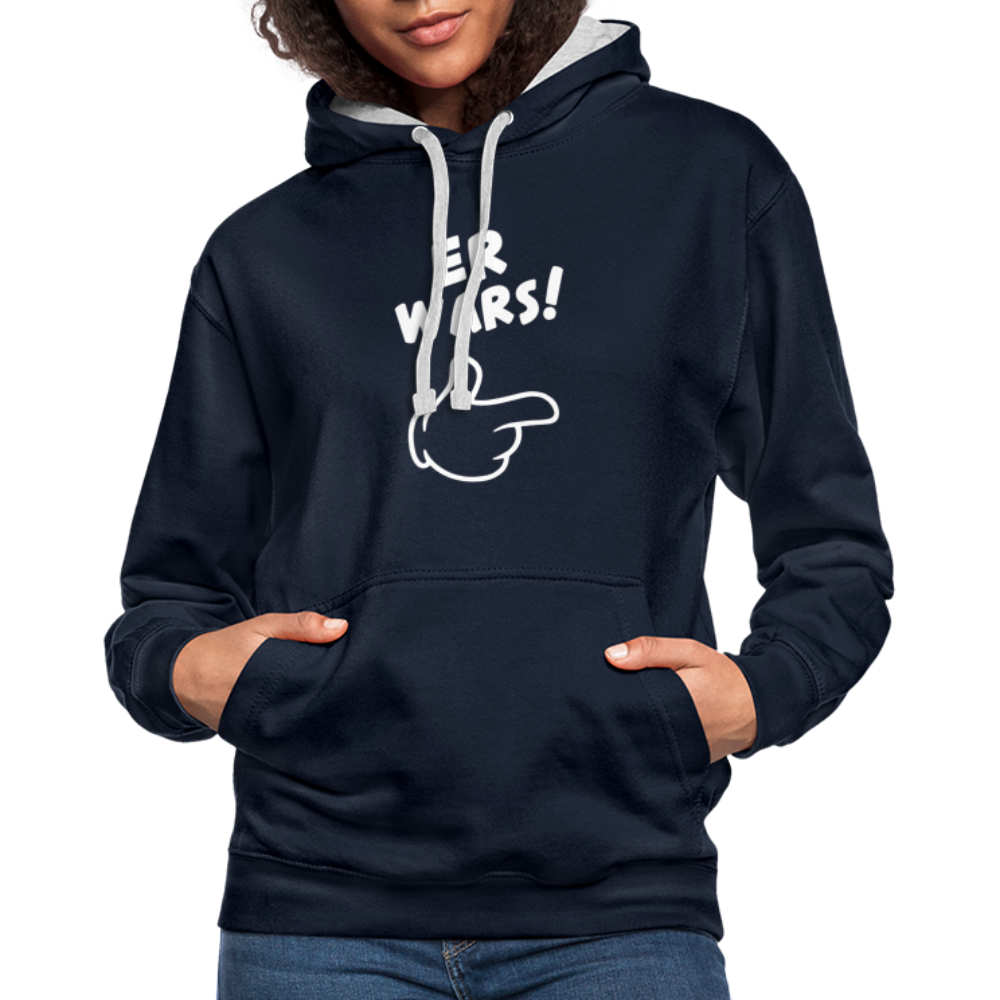 Lustig ER WARS Sarkastischer Kontrast-Hoodie - Navy/Grau meliert