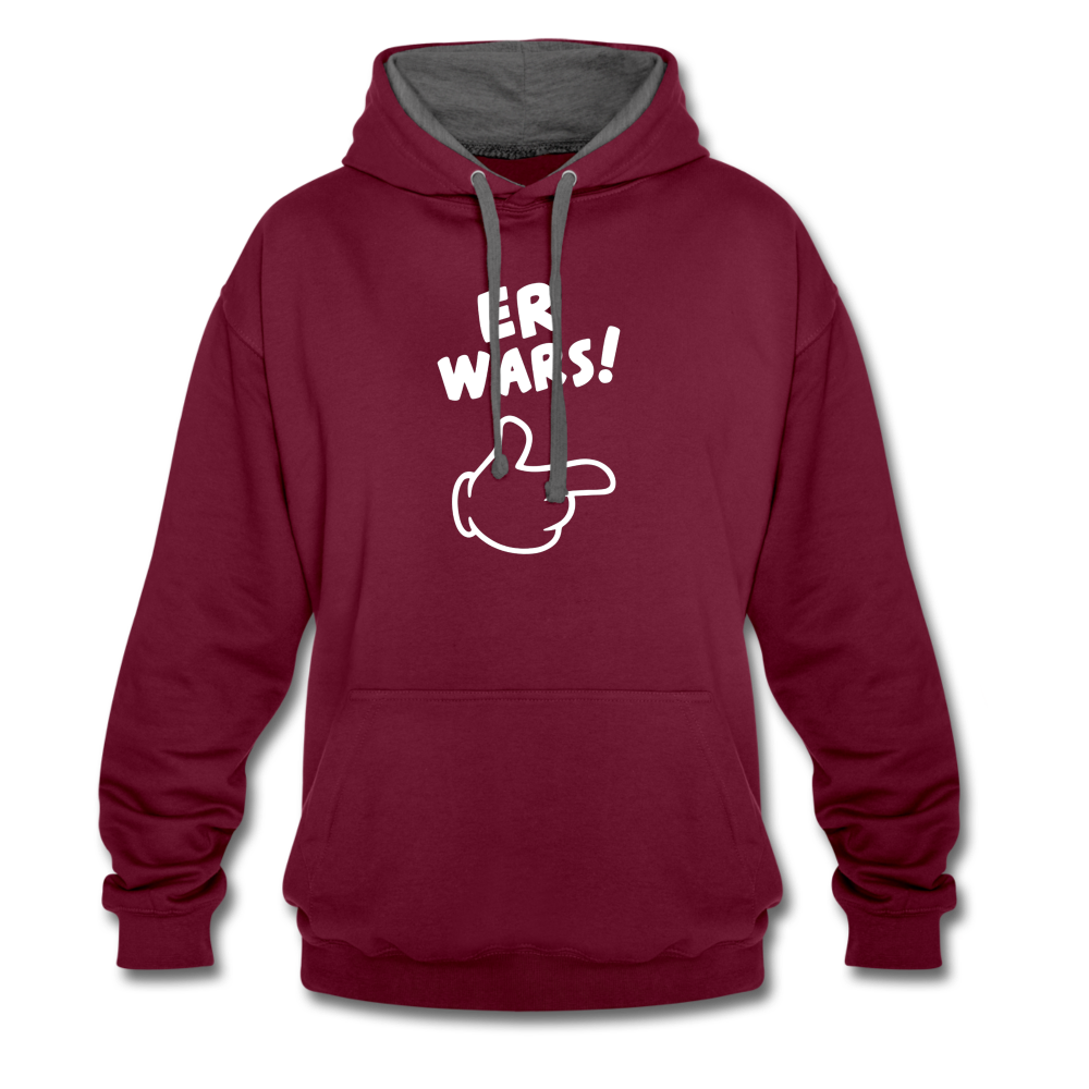 Lustig ER WARS Sarkastischer Kontrast-Hoodie - Weinrot/Anthrazit