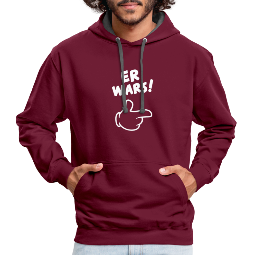 Lustig ER WARS Sarkastischer Kontrast-Hoodie - Weinrot/Anthrazit