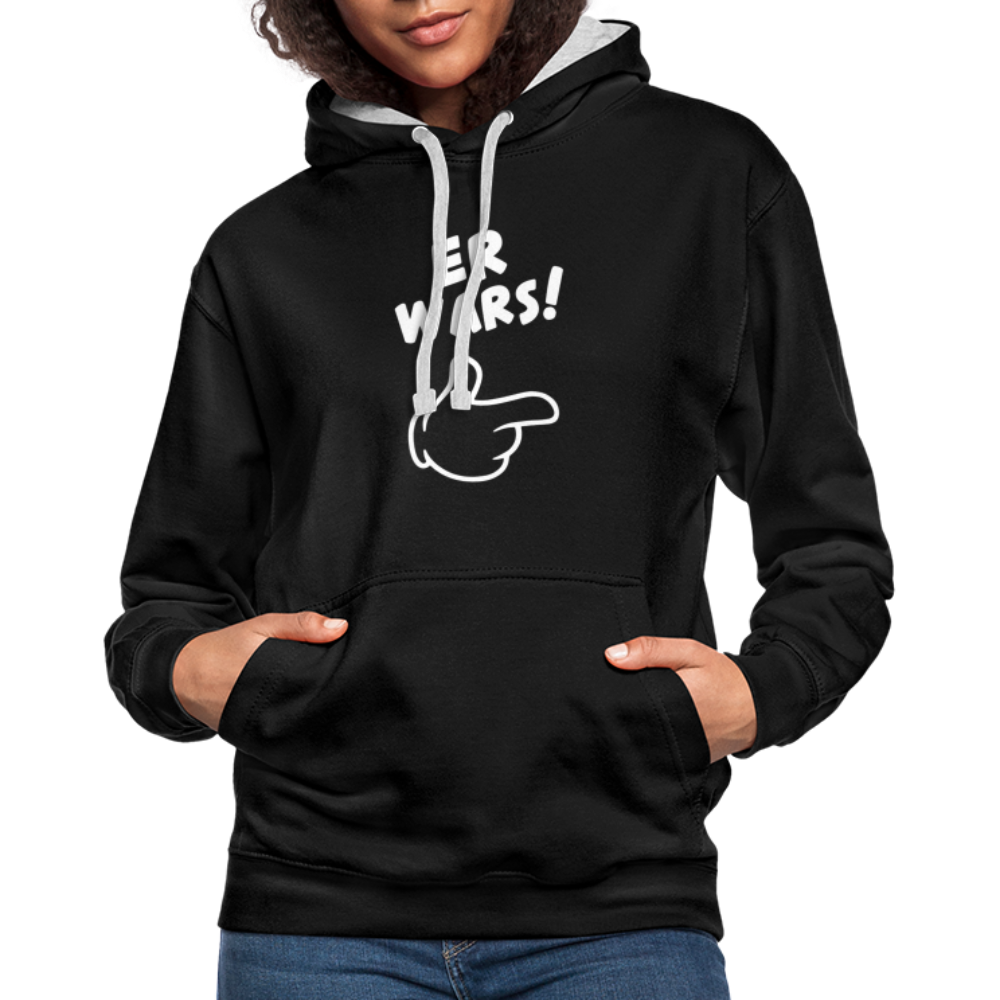 Lustig ER WARS Sarkastischer Kontrast-Hoodie - Schwarz/Grau meliert