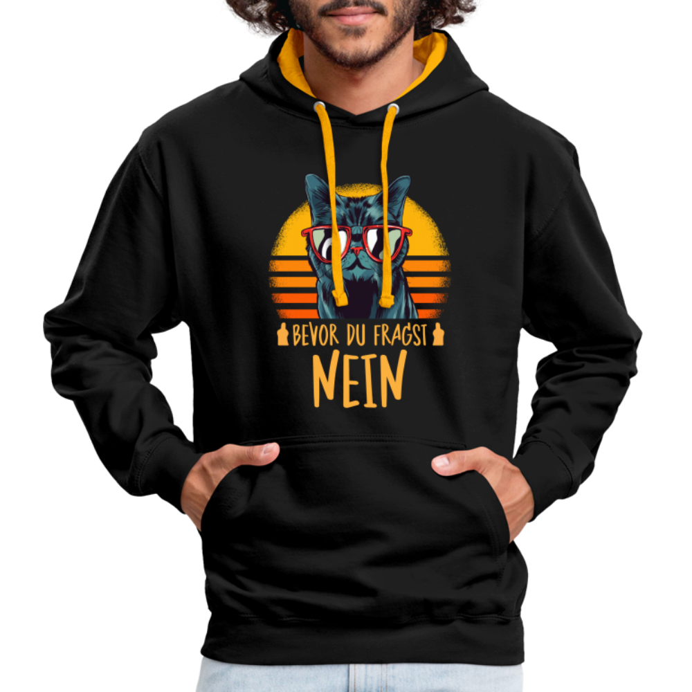 Lustige Katze Mittelfinger bevor du fragst NEIN Hoodie - Schwarz/Gold