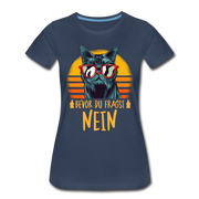 Lustige Katze Mittelfinger bevor du fragst NEIN Frauen Premium T-Shirt - Navy