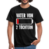 Vater von 2 Töchtern Batterie Leer Lustiges Papa T-Shirt - Schwarz