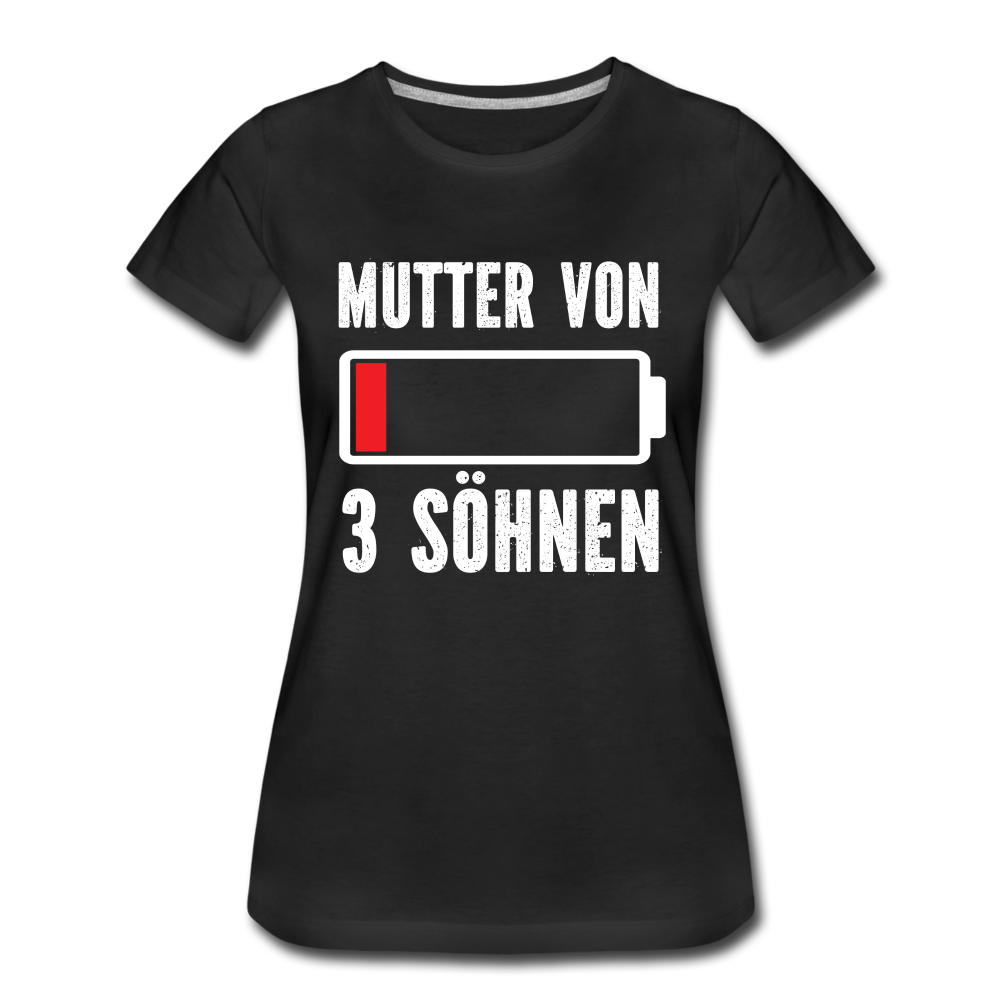 Mutter von 3 Söhnen Batterie Leer Lustiges Mama Premium T-Shirt - Schwarz