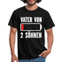 Vater von 2 Söhnen Batterie Leer Lustiges Papa T-Shirt - Schwarz