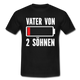Vater von 2 Söhnen Batterie Leer Lustiges Papa T-Shirt - Schwarz