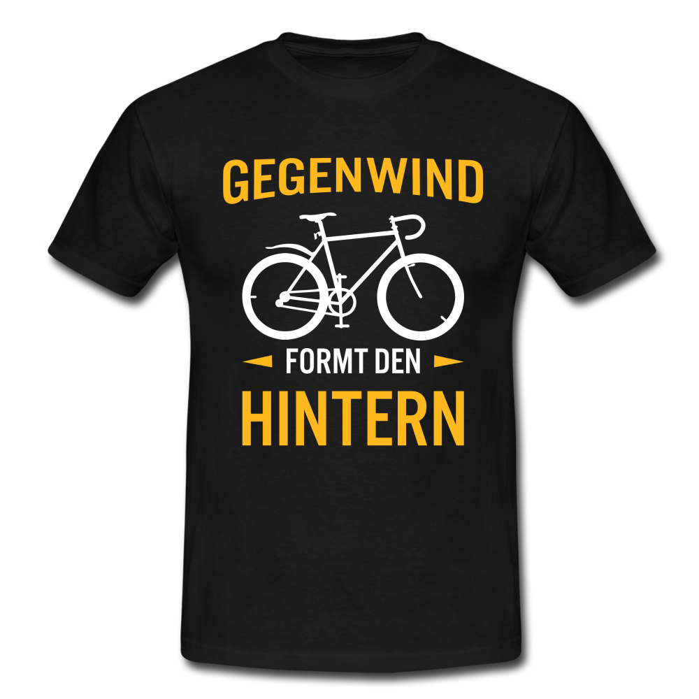 Fahrrad Fahrer Gegenwind formt den Hintern T-Shirt - Schwarz