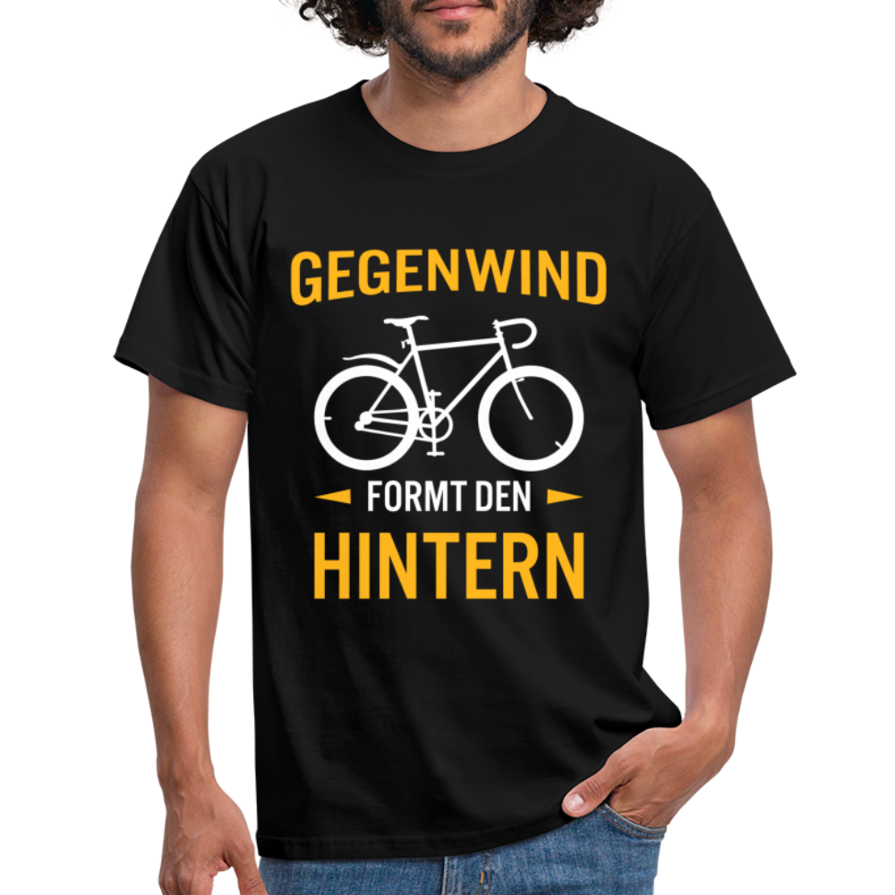 Fahrrad Fahrer Gegenwind formt den Hintern T-Shirt - Schwarz