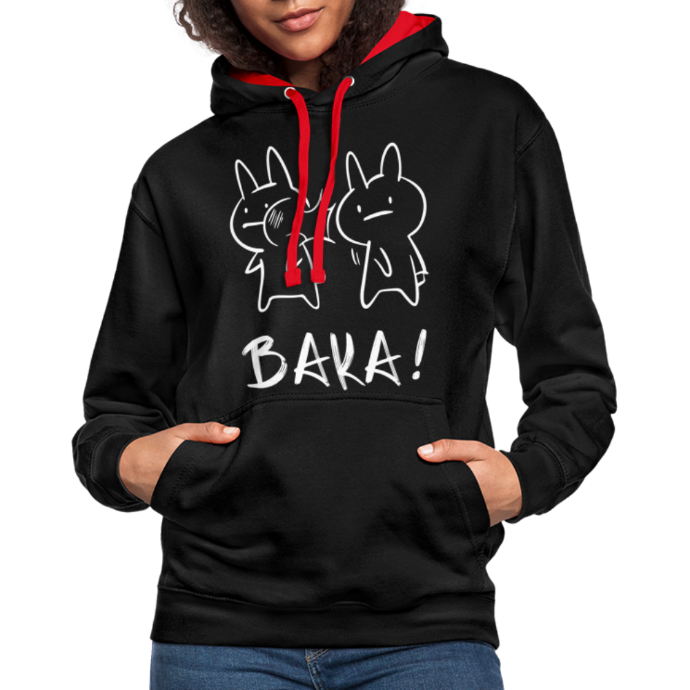 Anime Hasen BAKA Lustiges Hoodie - Schwarz/Rot