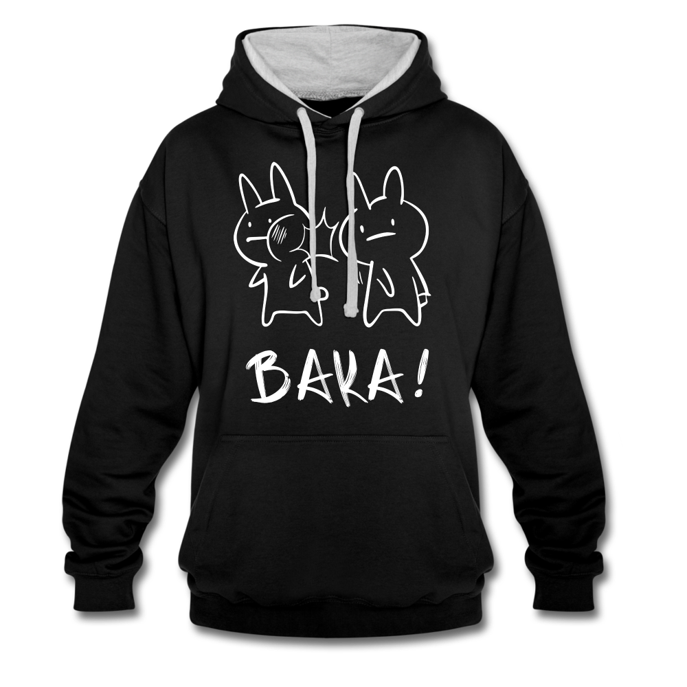 Anime Hasen BAKA Lustiges Hoodie - Schwarz/Grau meliert