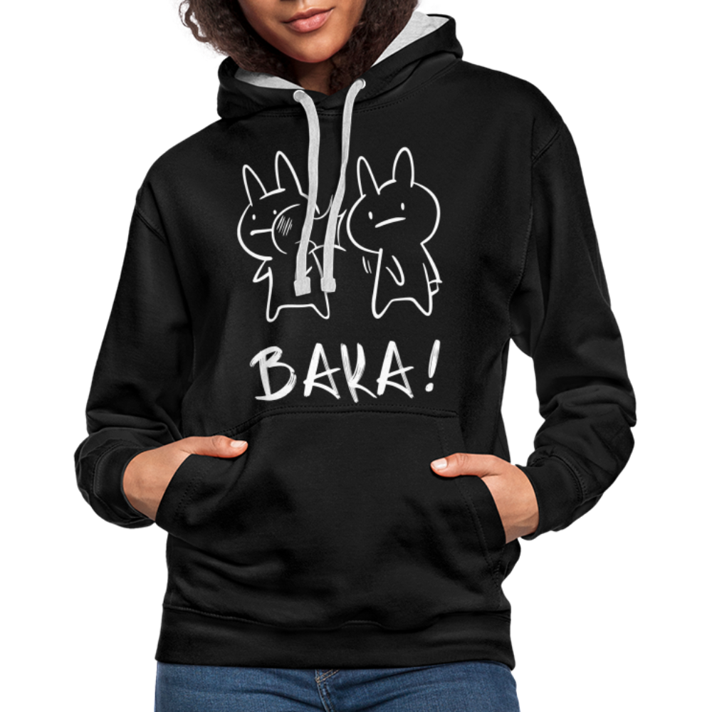 Anime Hasen BAKA Lustiges Hoodie - Schwarz/Grau meliert