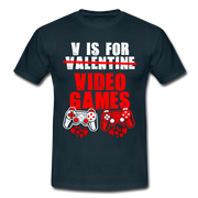 Gamer Valentinstag V Is For Videogames Gaming T-Shirt - Navy