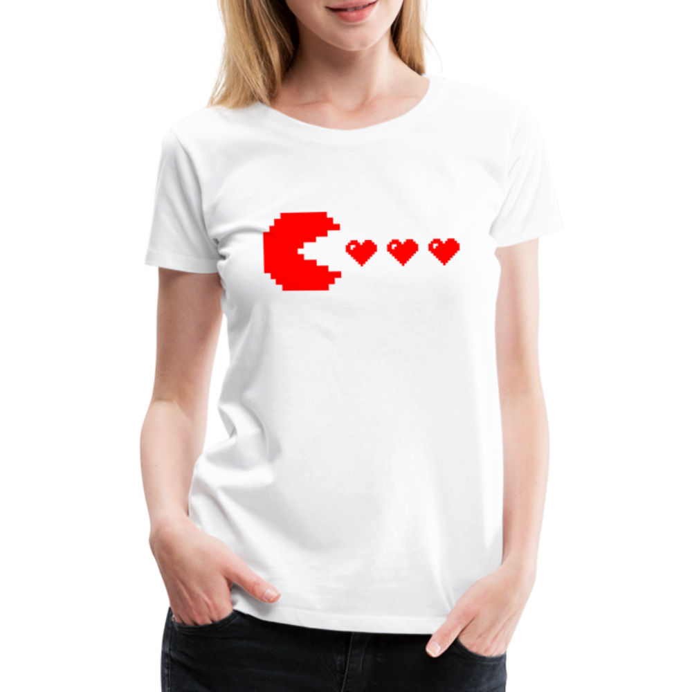 Retro Gaming Valentinstag Herzen Vintage Games Frauen Premium T-Shirt - Weiß