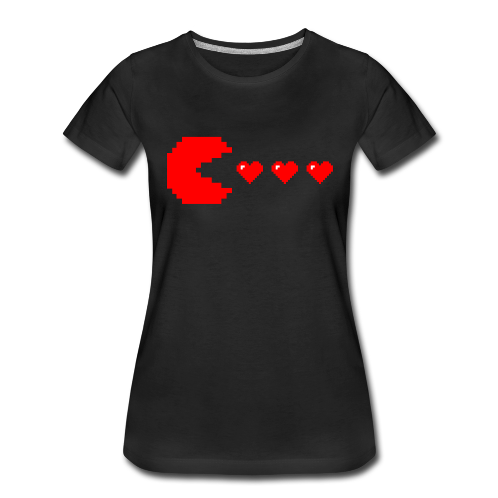 Retro Gaming Valentinstag Herzen Vintage Games Frauen Premium T-Shirt - Schwarz