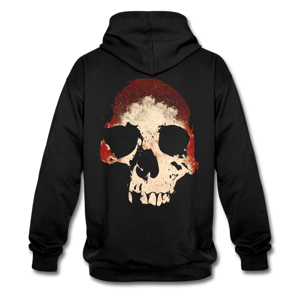 Totenkopf Verwaschen Hoodie Rückendruck - Schwarz/Rot