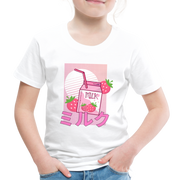 Japanisch Retro Erdbeermilch Strawberry Milk Kinder Premium T-Shirt - Weiß