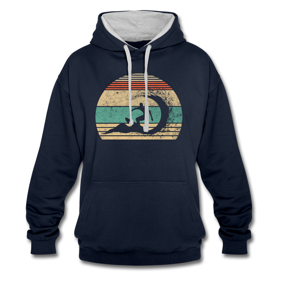 Retro Surfen Retro Sonne 80's Style Hoodie - Navy/Grau meliert