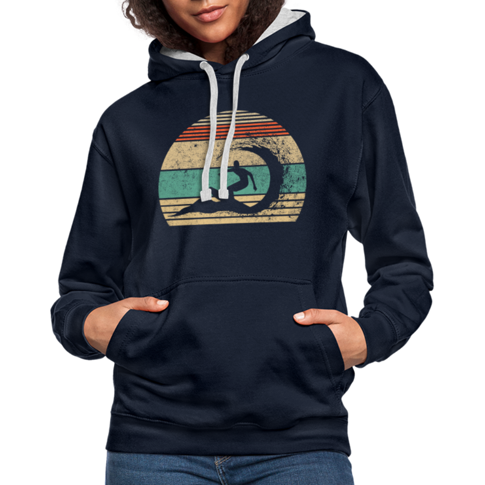 Retro Surfen Retro Sonne 80's Style Hoodie - Navy/Grau meliert