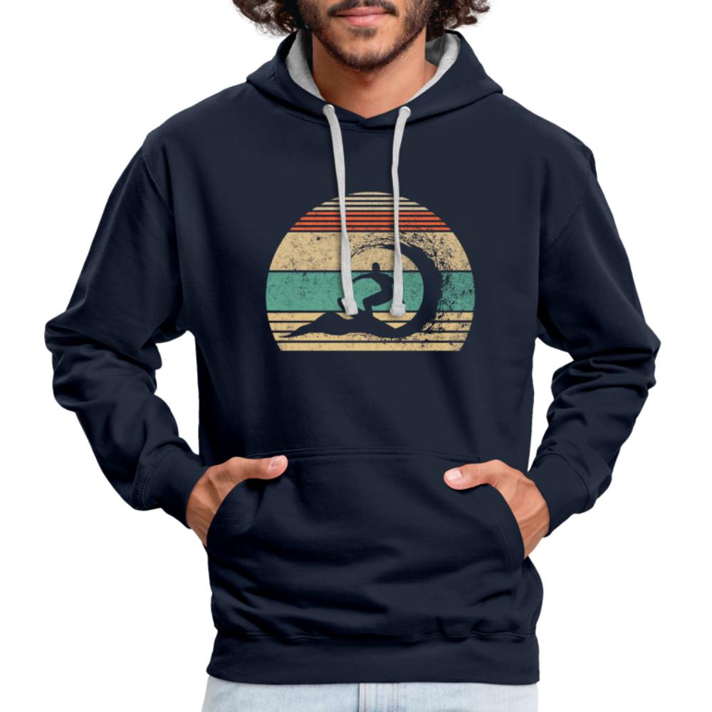 Retro Surfen Retro Sonne 80's Style Hoodie - Navy/Grau meliert