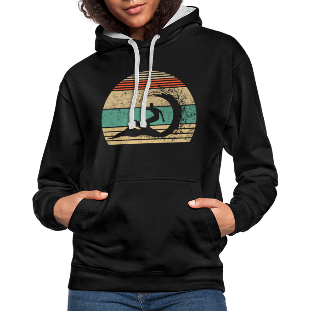 Retro Surfen Retro Sonne 80's Style Hoodie - Schwarz/Grau meliert